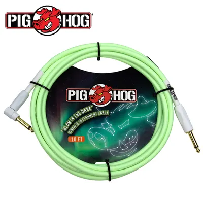 PIG HOG 악기 케이블 GLOW IN THE DARK 3m Cable RIGHT ANGLE (PCH10GLOR)