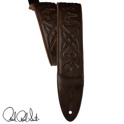 PRS 스트랩 2.4인치 Padded Guitar Strap with RAS Custom Leather Faux Birds - Brown