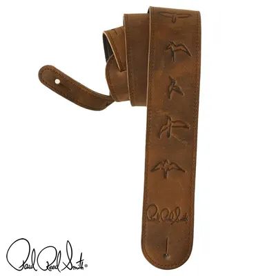PRS 스트랩 2.5인치 Embossed Leather Birds Strap - Distressed Brown