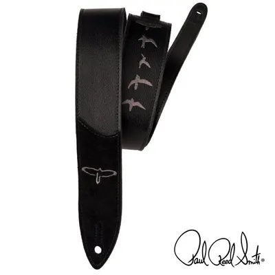 PRS 스트랩 2인치 Premium Leather Strap Embroidered Birds - Black