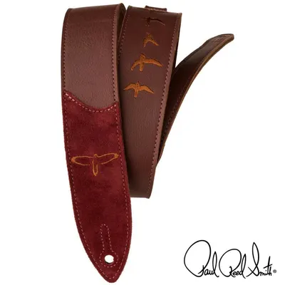 PRS 스트랩 2인치 Premium Leather Strap Embroidered Birds - Burgundy