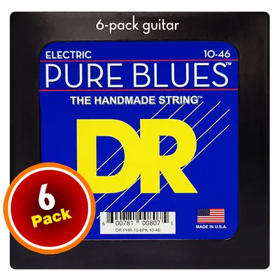 DR 일렉기타 스트링 Pure Blues Nickel/Round Core 6 Pack [PHR-10-6PK] (10-46)