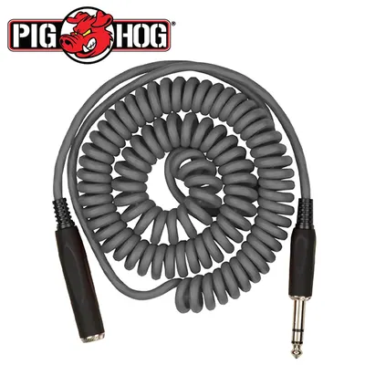 PIG HOG 헤드폰 연장 케이블 HEX Coiled Headphone Extension Cable 4.6M Charcoal Grey (PHEX14-15GR)