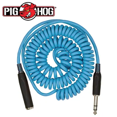 PIG HOG 헤드폰 연장 케이블 HEX Coiled Headphone Extension Cable 4.6M Daphne Blue (PHEX14-15DB)