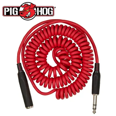 PIG HOG 헤드폰 연장 케이블 HEX Coiled Headphone Extension Cable 4.6M Candy Apple Red (PHEX14-15CA)