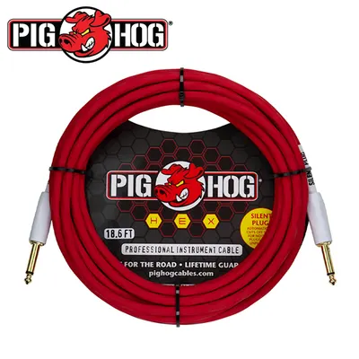 PIG HOG 사일런트 악기 케이블 HEX Silent Cable S/S Candy Apple Red 5.6M (PHSH186CA)