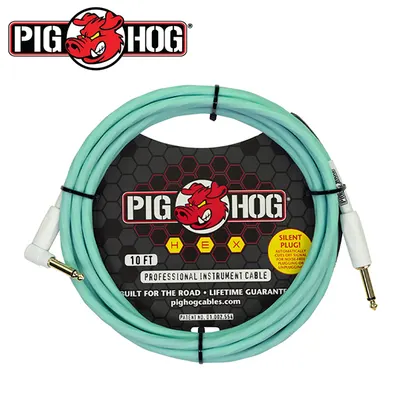 PIG HOG 사일런트 악기 케이블 HEX Silent Cable S/A Seafoam Green 3M (PHSH10SGR)