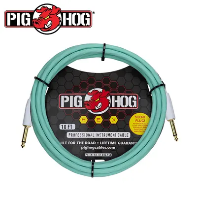PIG HOG 사일런트 악기 케이블 HEX Silent Cable S/S Seafoam Green 3M (PHSH10SG)