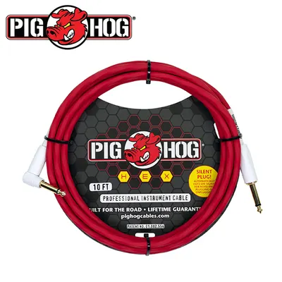PIG HOG 사일런트 악기 케이블 HEX Silent Cable S/A Candy Apple Red 3M (PHSH10CAR)