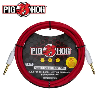 PIG HOG 사일런트 악기 케이블 HEX Silent Cable S/S Candy Apple Red 3M (PHSH10CA)