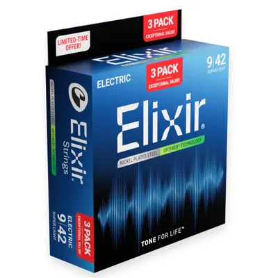 엘릭서기타줄 Elixir 일렉기타줄 OptiWeb Super Light Pro PACK 3팩 [16550] (009-042)