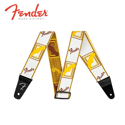 Fender 펜더 기타 스트랩 WeighLess Monogram Straps White / Brown / Yellow (099-0686-005)