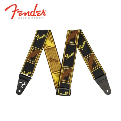 Fender 펜더 기타 스트랩 WeighLess Monogram Straps Brown / Yellow / Black (099-0686-006)