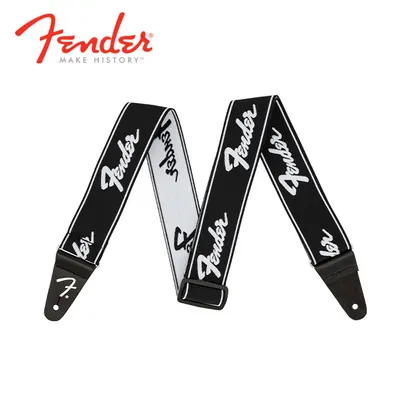 Fender 펜더 스트랩 Weighless Running Logo Strap Black and White (099-0642-074)
