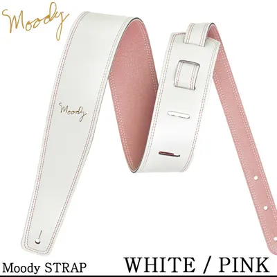 Moody 스트랩 Leather/Leather 2.5인치 [Standard Size] White/Pink
