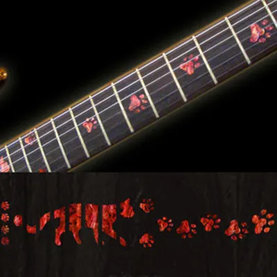 인레이 스티커 Inlay Stickers Fret Markers Cat Foot Print Abalone Red No.29