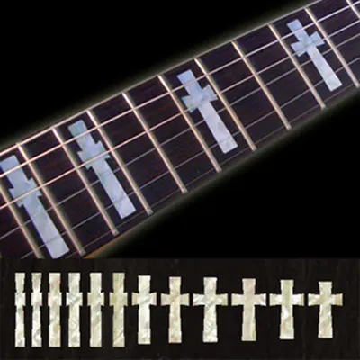 인레이 스티커 Inlay Stickers Fretmark Tony Iommi Cross White Silver No.49