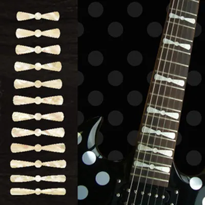 인레이 스티커 Inlay Stickers Fret Markers Randy Rhoads Bow Tie White Silver No.51